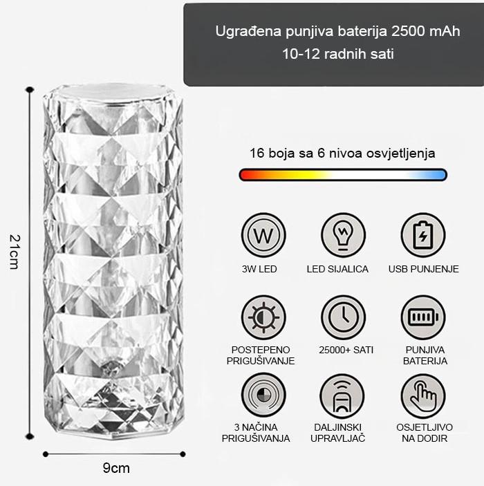 STOLNA LED LAMPA Kristalna lampa lifestyle